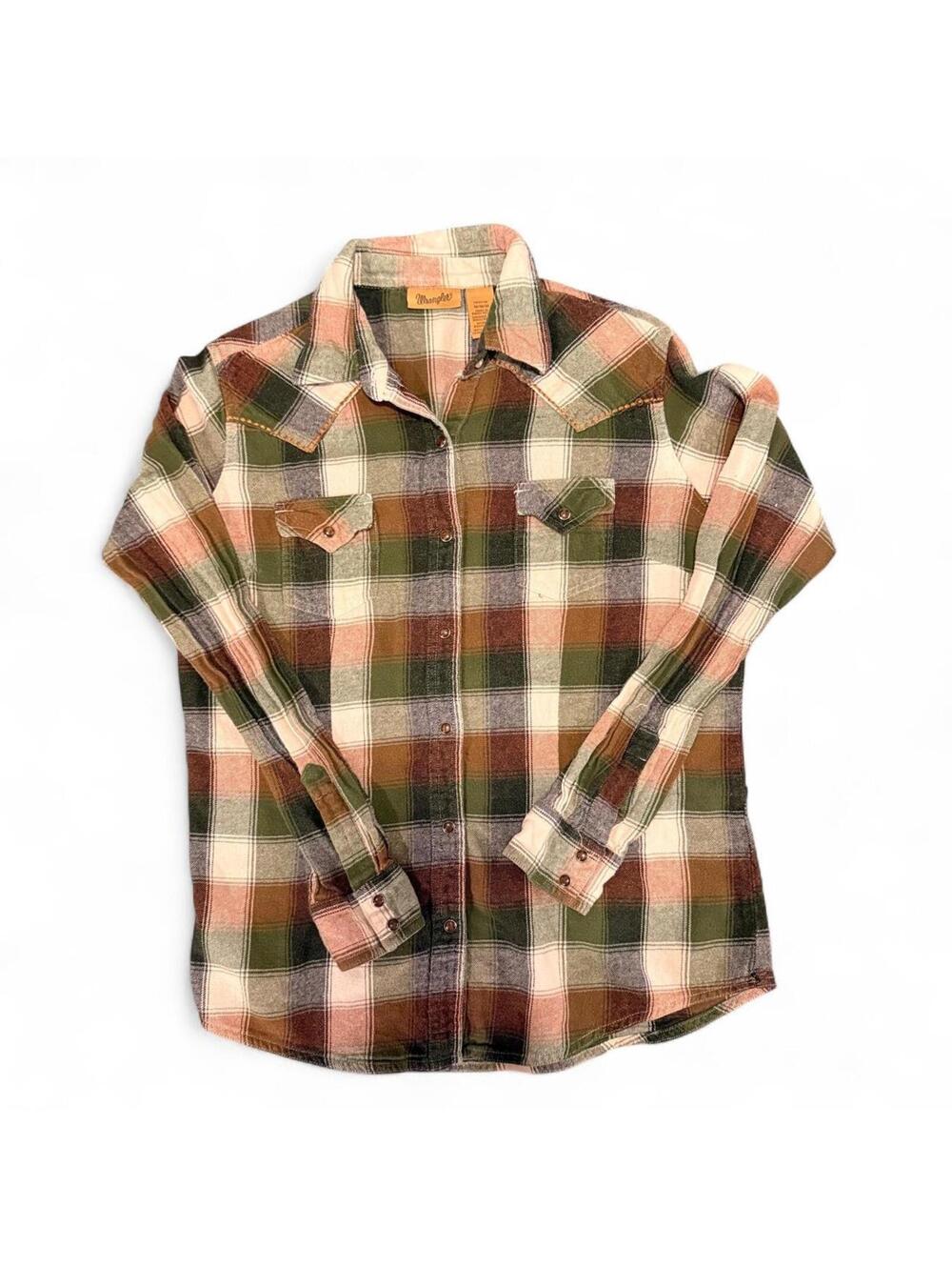 Wrangler Plaid Western Snap Button Shirt Size M